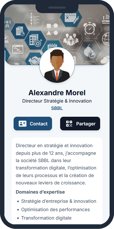 Alexandre Morel - Directeur stratégique et Innovation - Exemple fictif de vCard